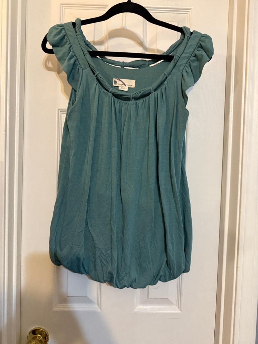 imaginary voyage Teal Ruffled-Strap Bubble Hem Camisole